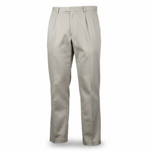 Lanesboro Mens Pleated Chino Pants Khaki Tan Straight Leg Dress‎ Trousers 42x30